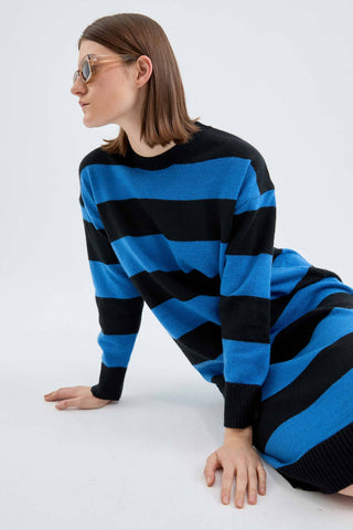 Compania Fantastica Stripe Fluffy Jumper dress blue