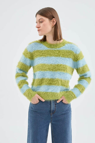 Compania Fantastica Stripe Fluffy Jumper Green