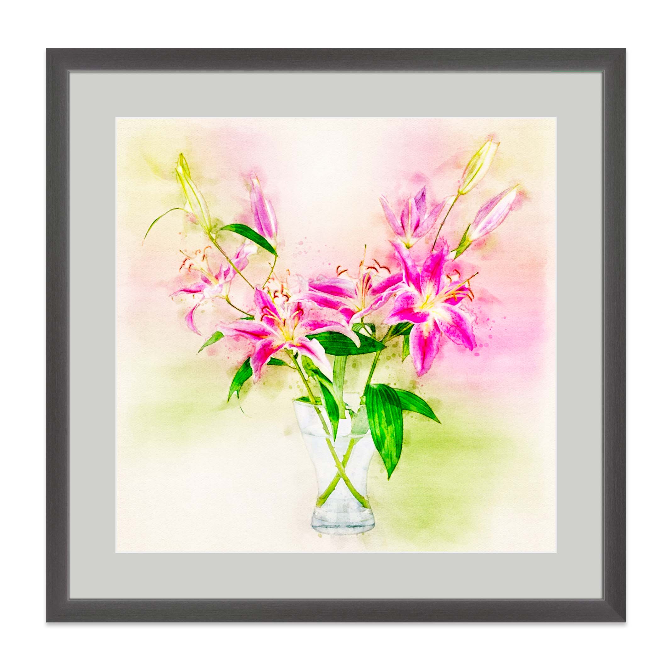 Hand-painted Pink Floral Painting art on 10x10 Canvas