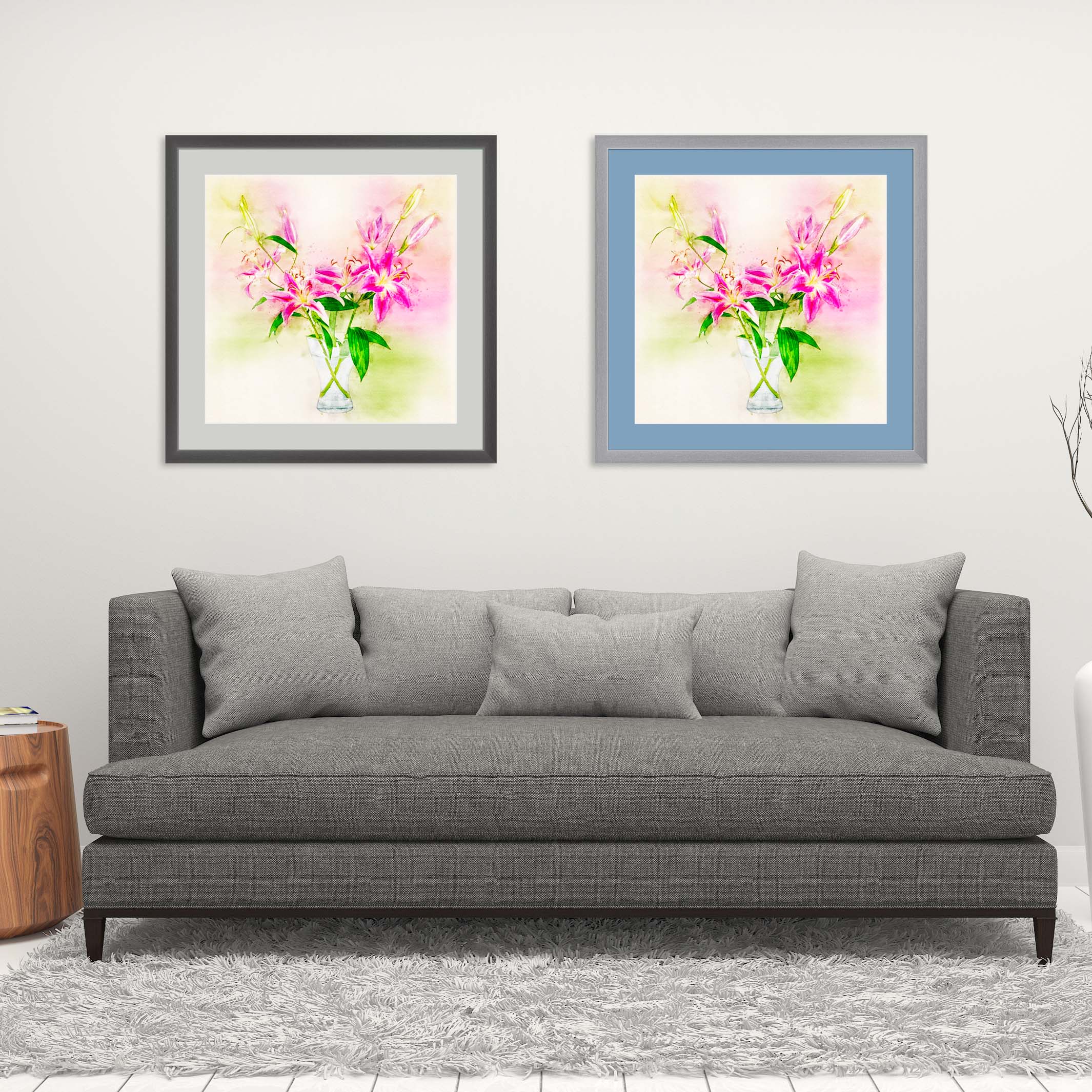 Pink Flowers Blue Vase watercolor painting by Christina Stefani – Stefani  Living Co