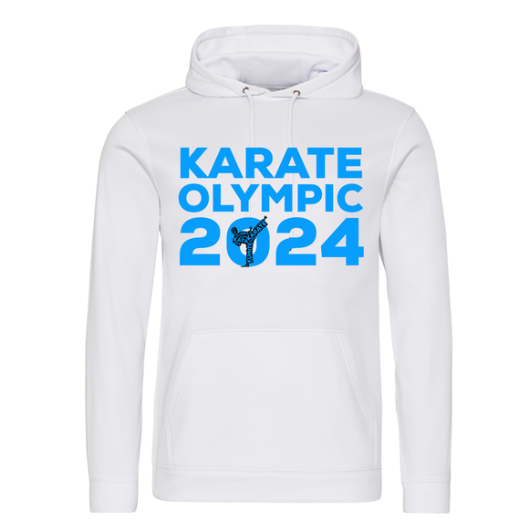 Karate Olympic 2024 Hoodie (WhiteBlue) Kicking Clothing