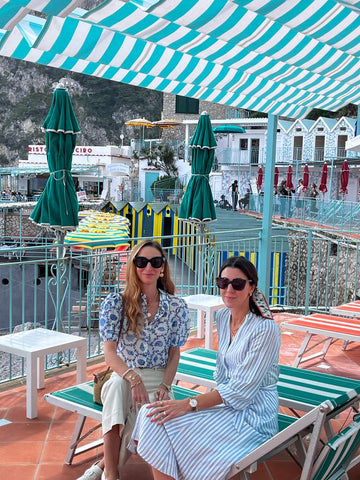 Soru Jewellery founders Francesca Kelly and Marianna Doyle at Marina Piccolla in Capri 