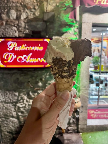 soru eating gelato in Taormina sicily