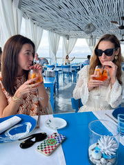 Founders of Soru Jewellery Francesca Kelly and Marianna Doyle at Ill Riccio restaurant in Capri 