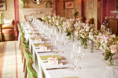 broadwick soho dining room decorated with flowers