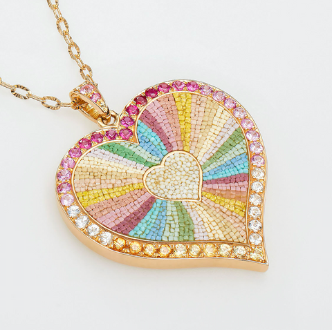 soru jewellery micro mosaic fine jewellery love heart pendant, soru sapphire heart pendant
