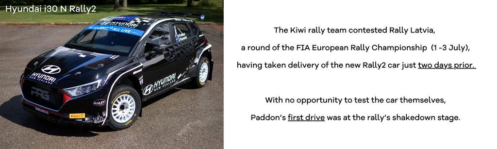 New car for Hayden Paddon - his first drive in the new rally i20 was Rally Latvia