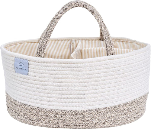 Cotton rope diaper caddy OATMEAL SANDY BEIGE – Mila Millie