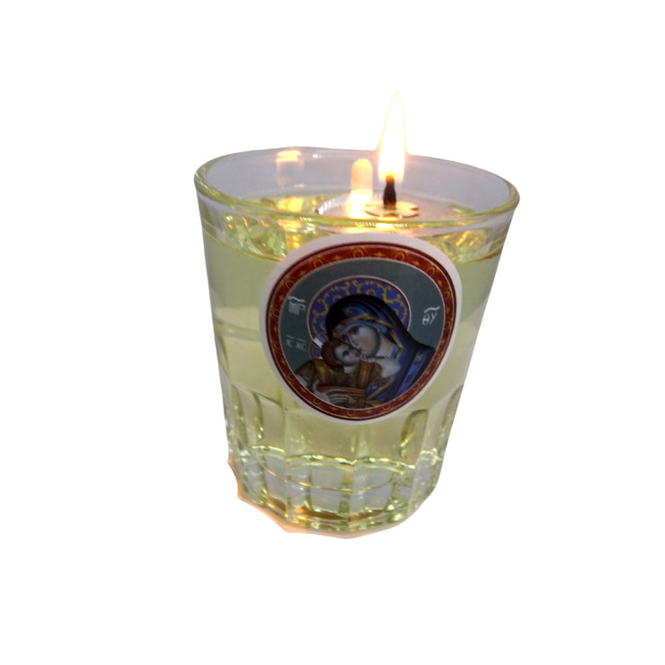 Votive Glass Candle Holder with Orthodox Icon Sticker