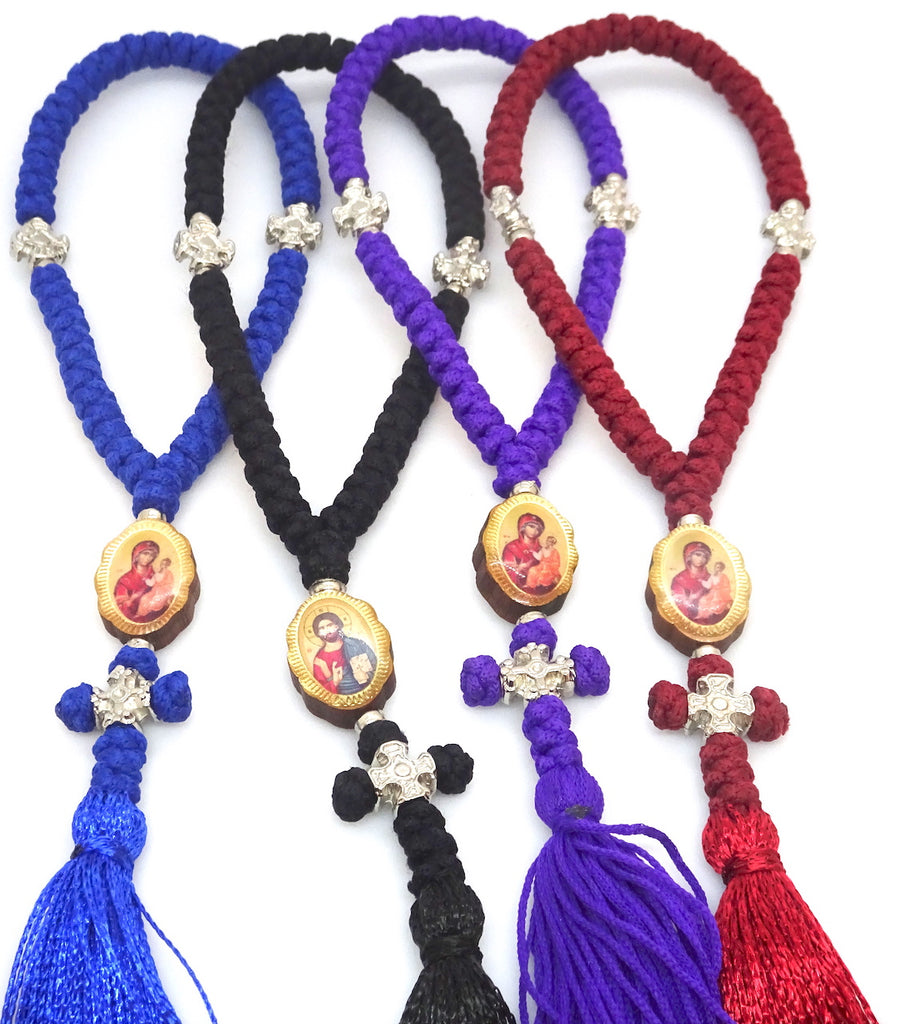 33 Black Floss Prayer rope with Honey Beads , Orthodox Christian Religious  Gift