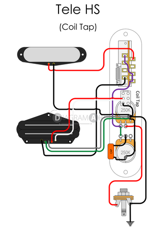 Electric Guitar Wiring: Tele HS (Coil Tap) [Electric ... les paul pickup wiring diagram two volume 3 