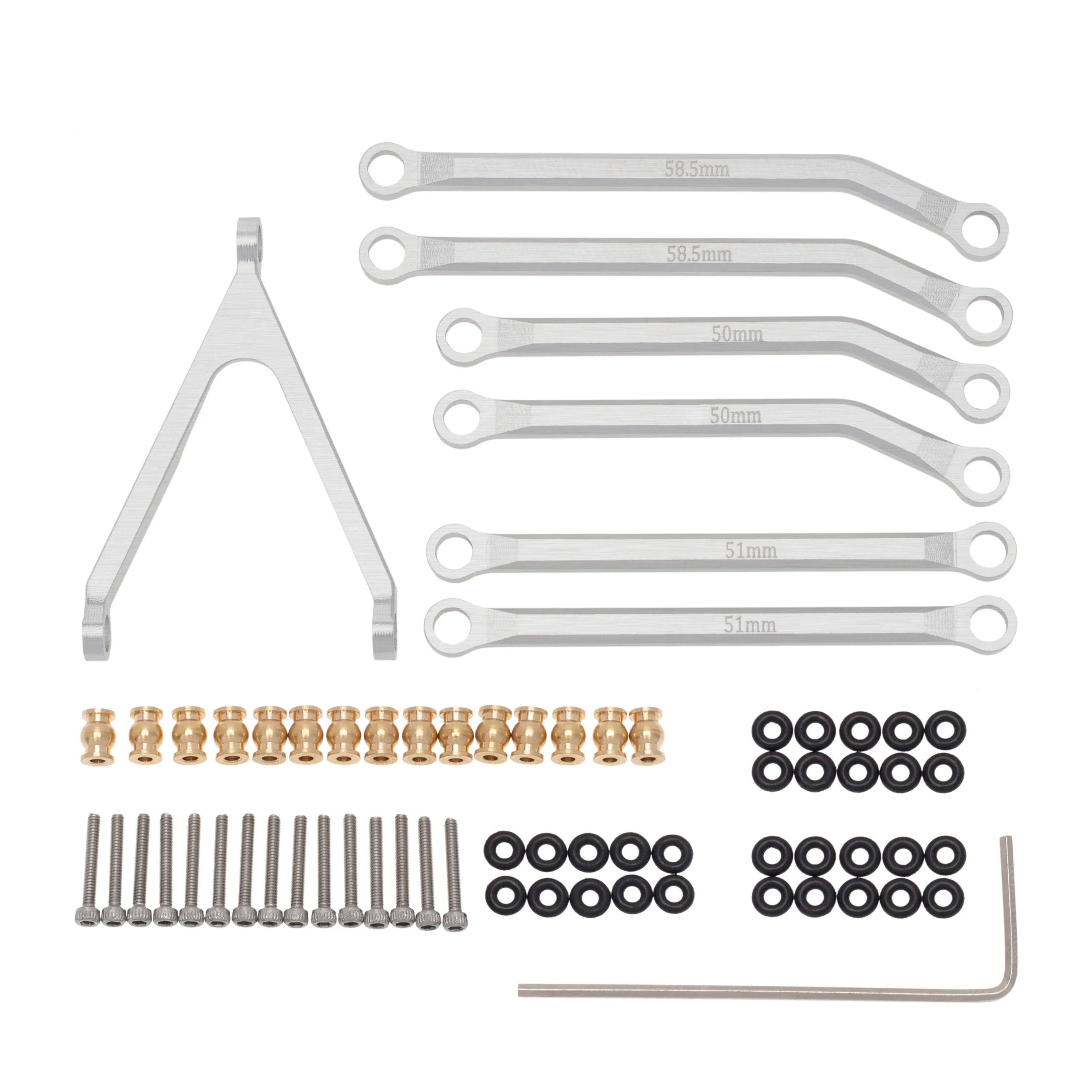 MEUS Racing CNC Aluminum High Clearance Chassis Links for 1/24 RC Crawler Axial SCX24 AXI00001 C10 AXI00002 Jeep JLU Ford Bronco AXI00006 (Silver)