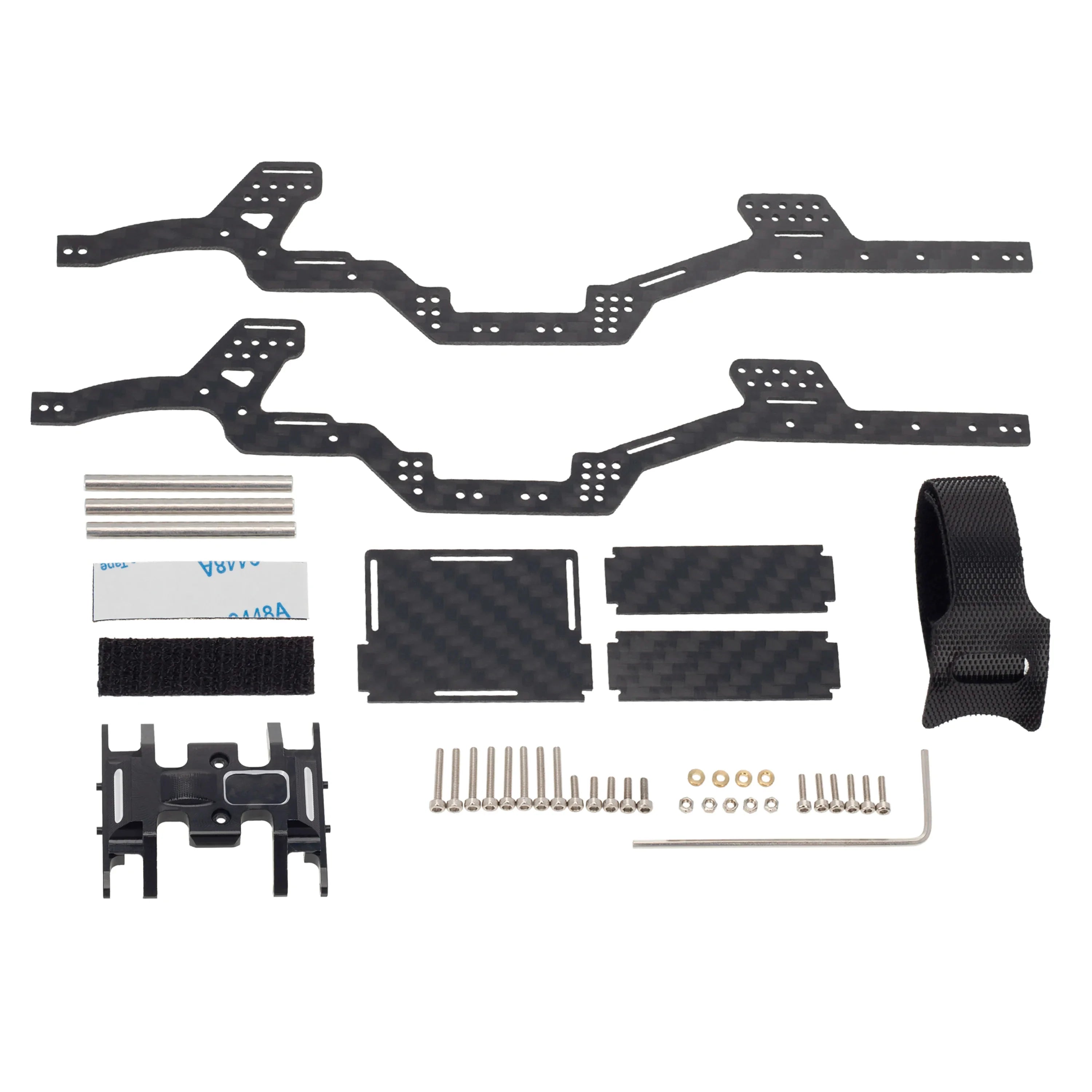 MEUS Racing LCG Carbon Fiber Chassis Kit Frame Girder, Low Center of Gravity Carbon Fiber Frame with Gearbox Mount Transmission Skid Plate Part for Axial SCX24 Deadbolt JLU C10 90081