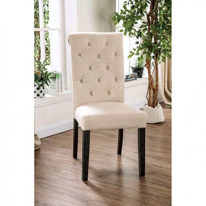 Alfred CM3735IV-SC Antique Black/Ivory Rustic Side Chair (2/Ctn) By furniture of america - sofafair.com