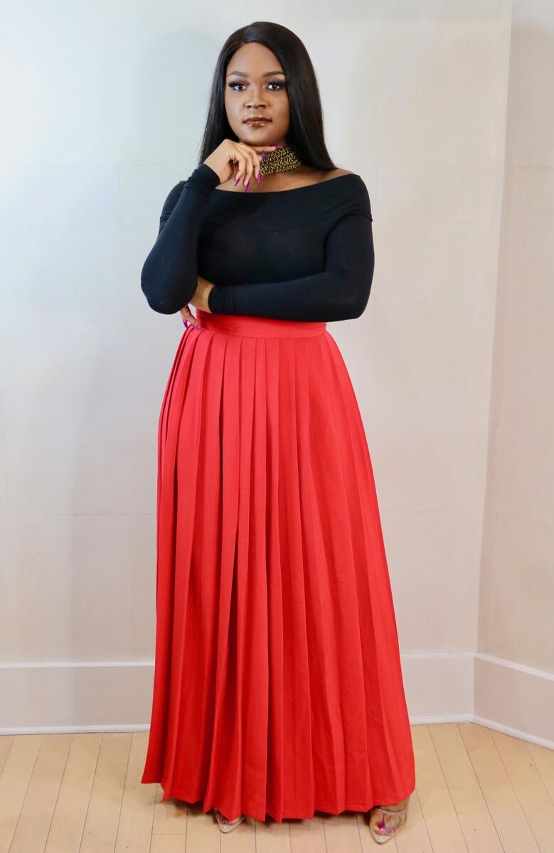 tall pleated maxi skirt