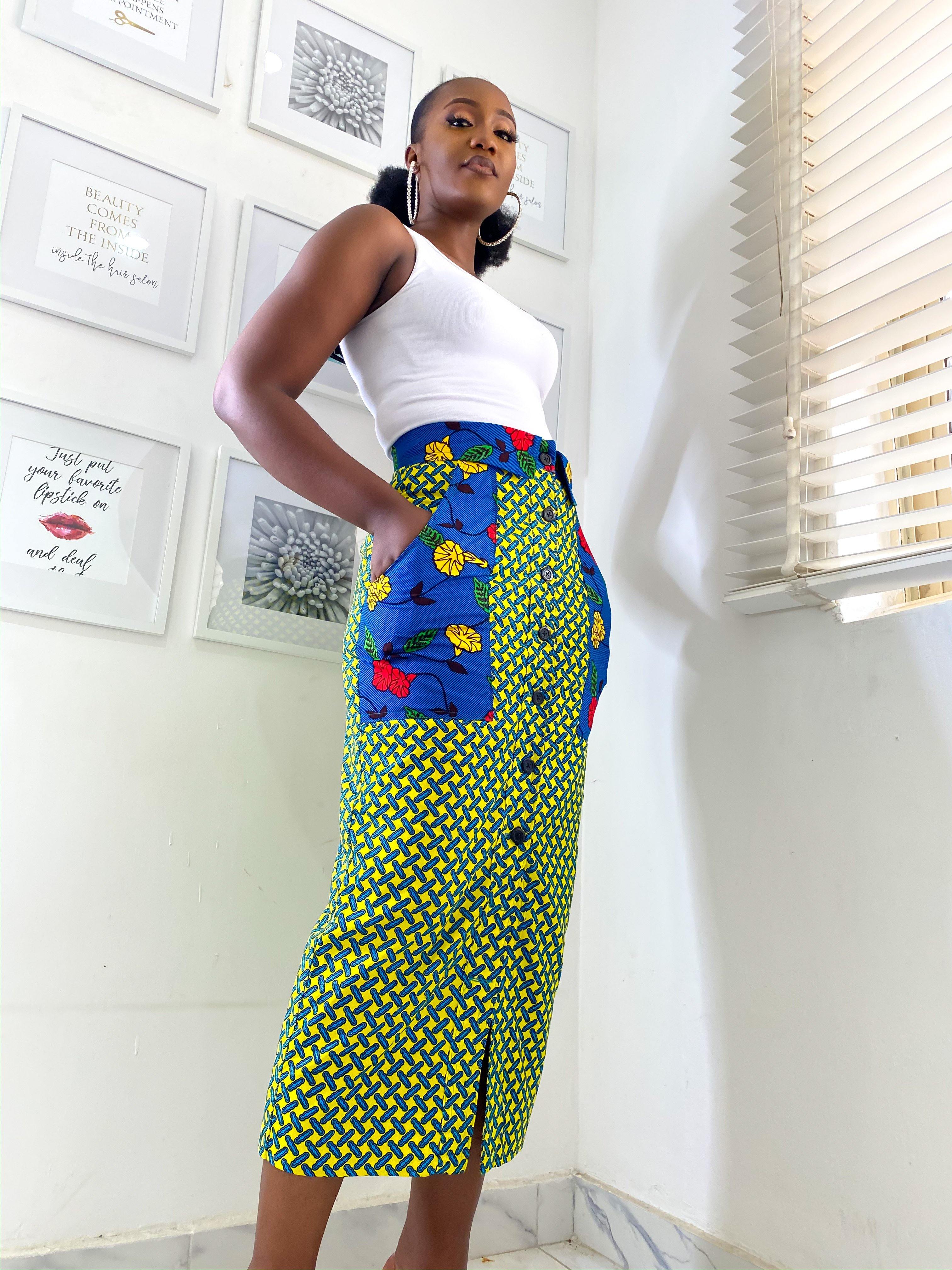 high waist ankara skirt