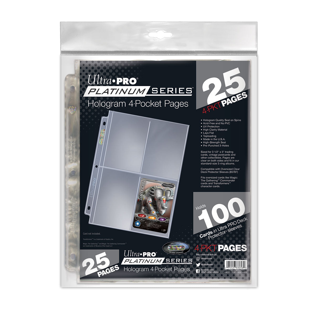 Ultra Pro Platinum Series 9-Pocket Pages - 100 x 9-Pocket Page, Stickerpoint