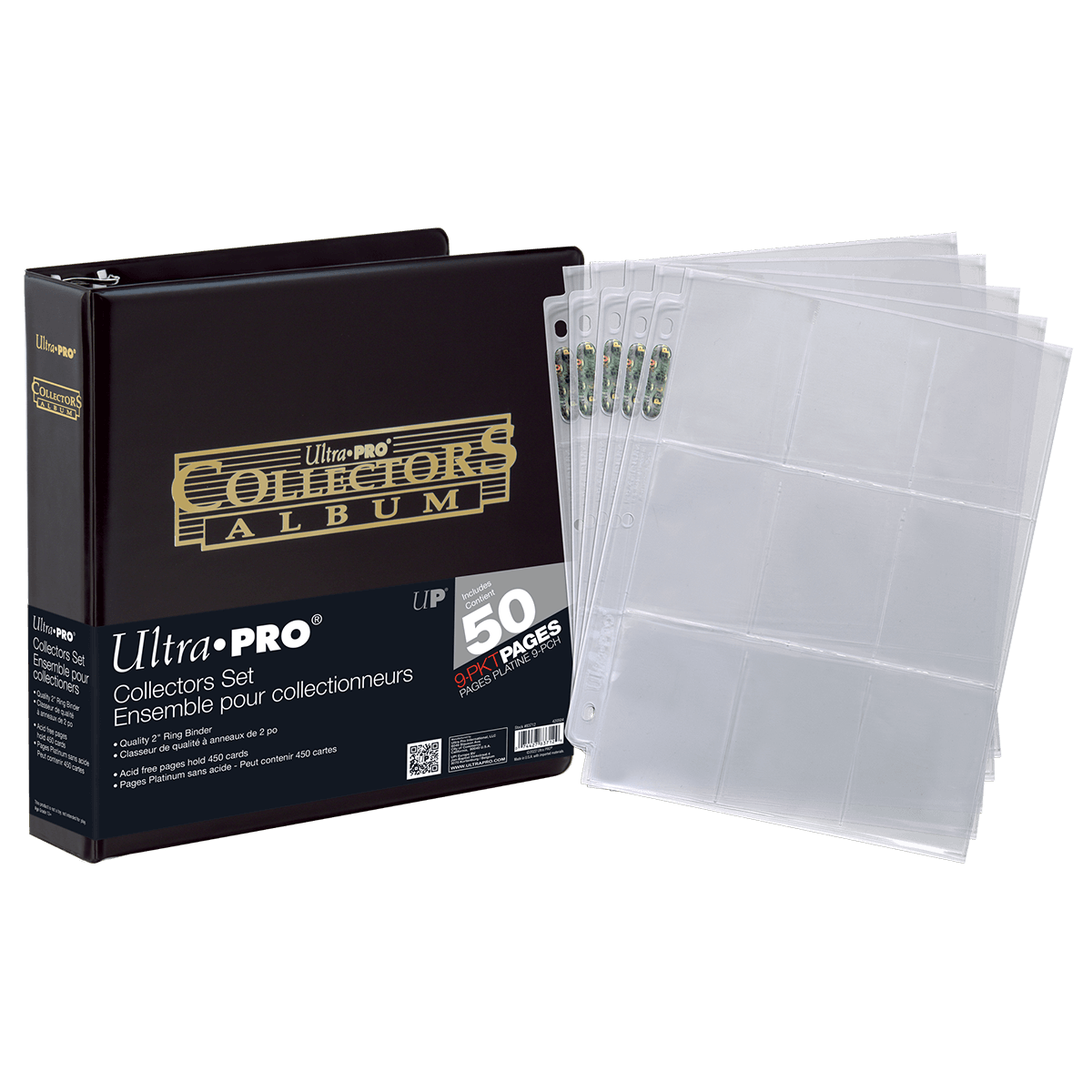 Image of 2" Black and Gold Foil Collectors Album with 9-Pocket Platinum Pages (50ct) for Trading Cards