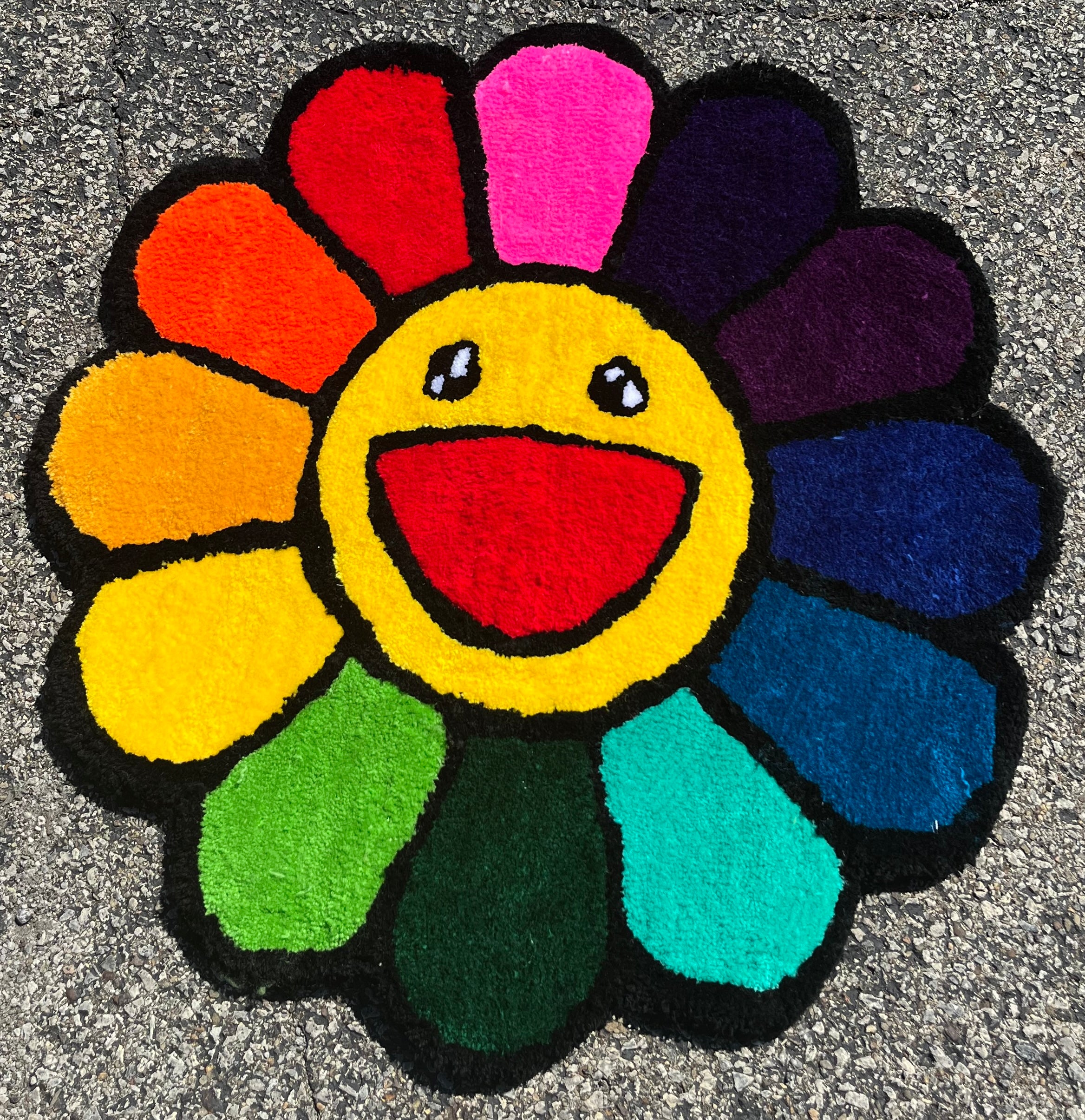 Flower Floor Mat / Rainbow × Ecru beige | www.jarussi.com.br