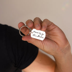 Handwriting Military Dog Tag Key Ring Keychain-Handwriting and