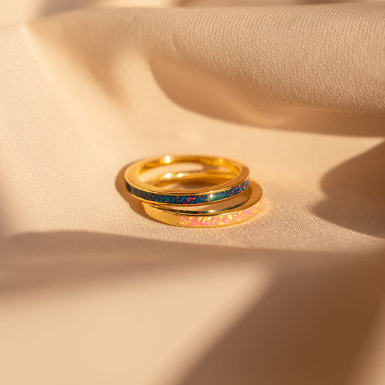 Opal Inlay Rings Set Image 1