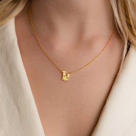 Engravable Initial Lock Necklace (1 Initial) - 19