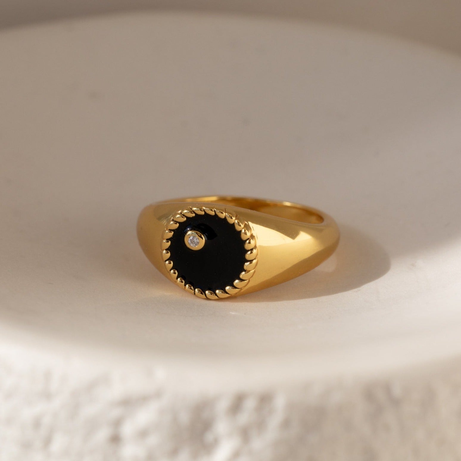 Diamond Black Signet Ring | Caitlyn Minimalist