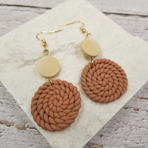 Wood & Clay Drop Earrings - Lavender Vine Boutique 