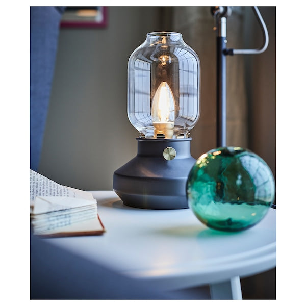 eb Lieve Barcelona IKEA TARNABY Table Lamp (No Bulb) Dimmer Knob Retro Lantern Glass Anth –  Discouch