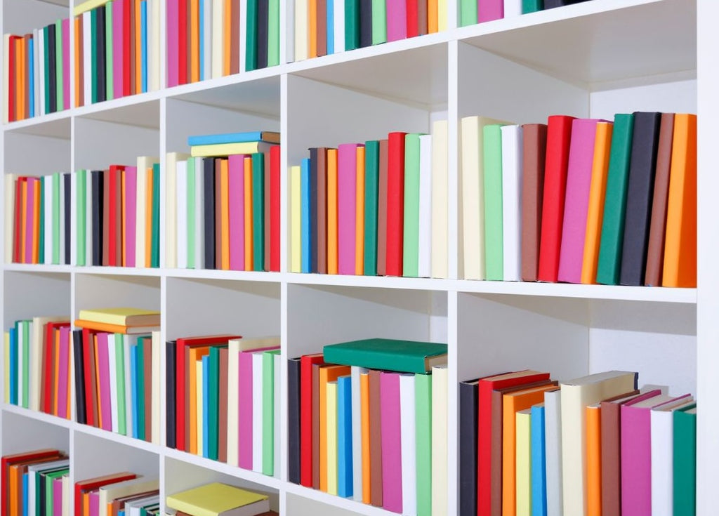 pick a colour palette for a bookcase