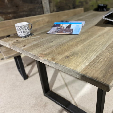 reclaimed dining table in grey wash