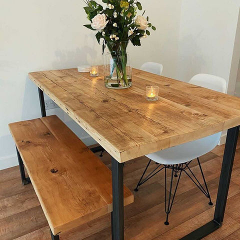 light driftwood reclaimed dining table