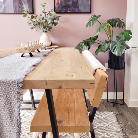 white wash reclaimed dining table