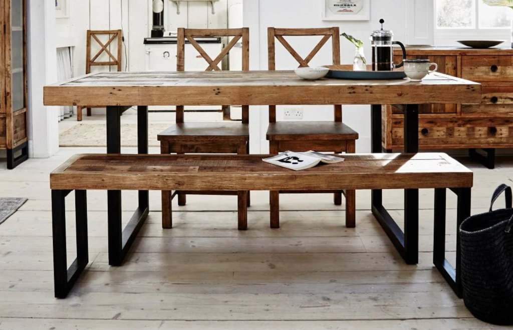 reclaimed wood family dining table set