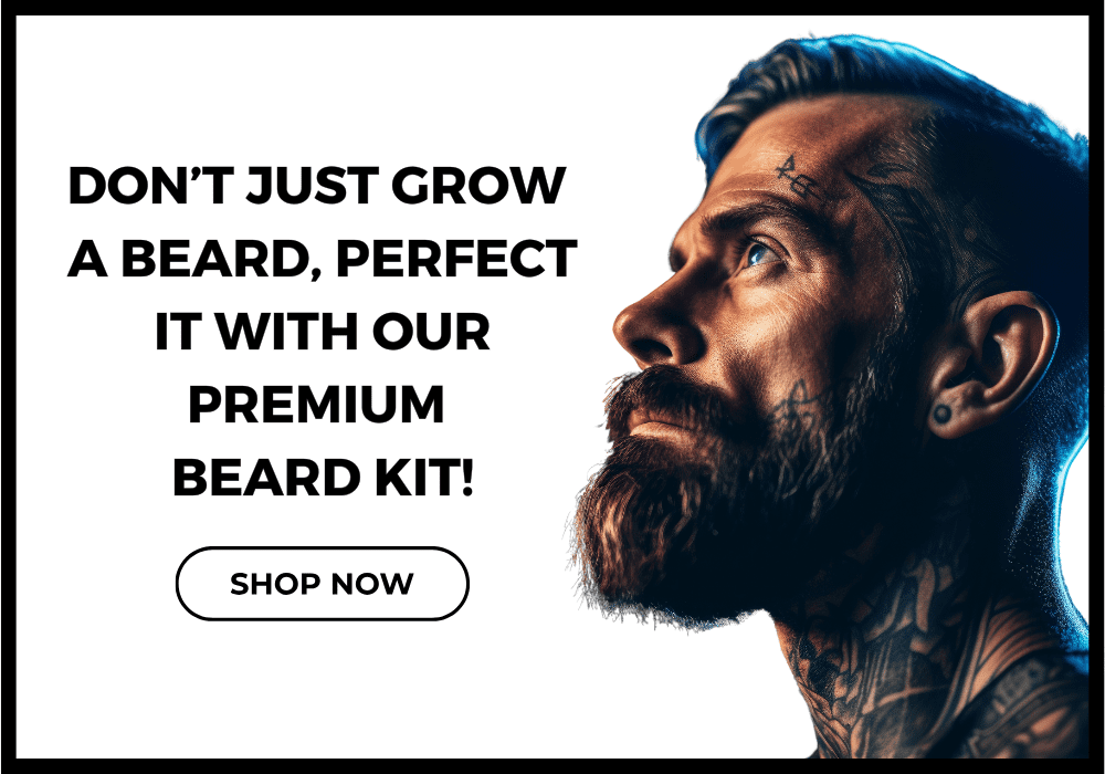 A promotional banner advertising our beard care kit