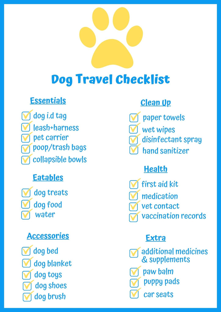 Dog travel check list