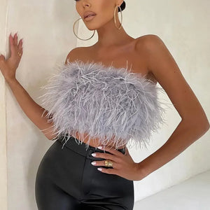 Missy Feather Crop Top - Luxlife Brands