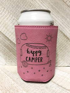 Engraved Beverage Koozie Holder- Happy Camper Dark Brown – Ramblin' Rose  Mercantile