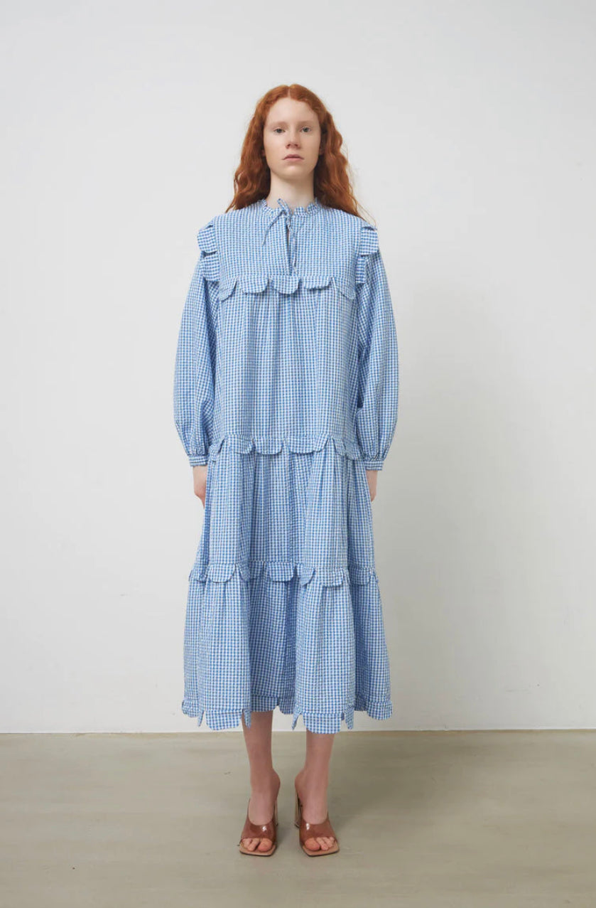 Stella Nova Loan Midi Dress In Blue Gingham