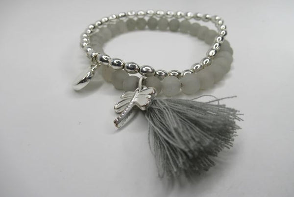  Envy Jewellery Double Silver and Stone Dragonfly Bracelet £11.95