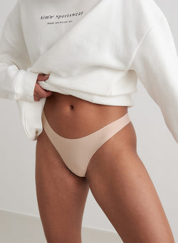 3-pack - Invisible cotton thong, beige