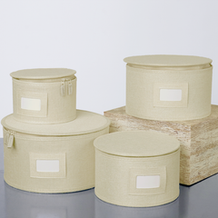 StorageLAB Dinnerware Plate Storage Containers  – 4 Piece, Quilted, Cream