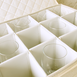 StorageLAB Wine Glasses Storage Container - Quilted, Cream