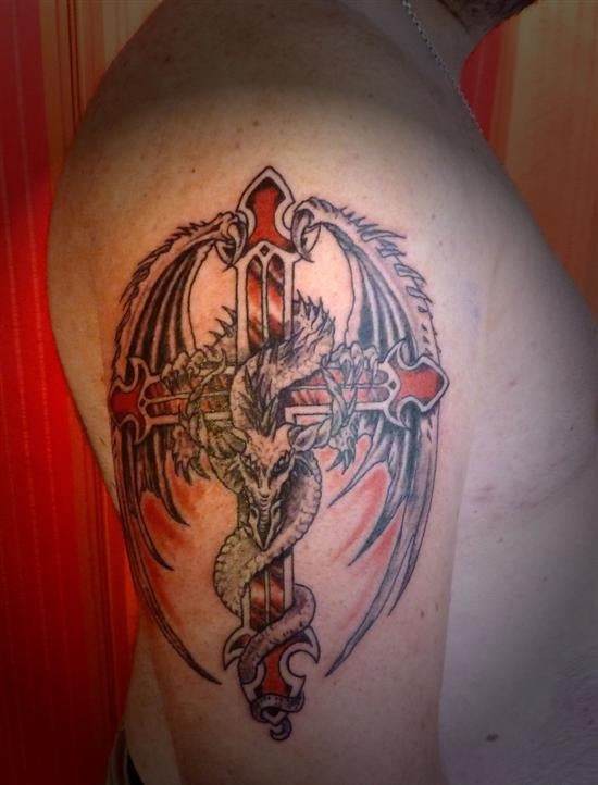 tatouage dragon avec epee