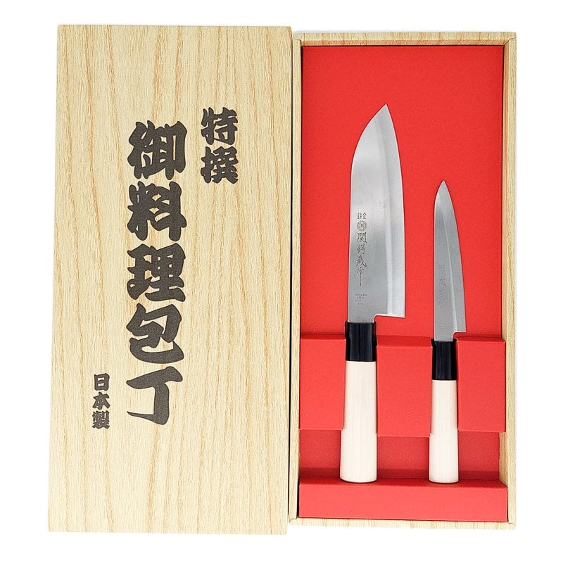 Set de couteaux Japonais JOSHI SAKURA, 4 pièces, avec pierre à aiguiser,  coffret cadeau, Dellinger 