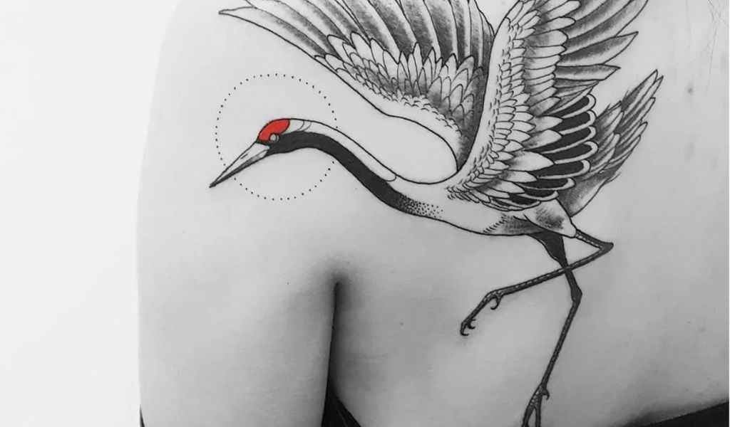 Tattoo design of japanese heron bird Royalty Free Vector
