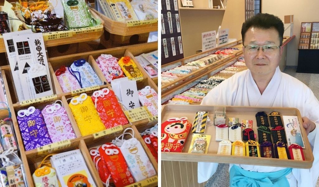 Selling and buying omamori in temples and shrines