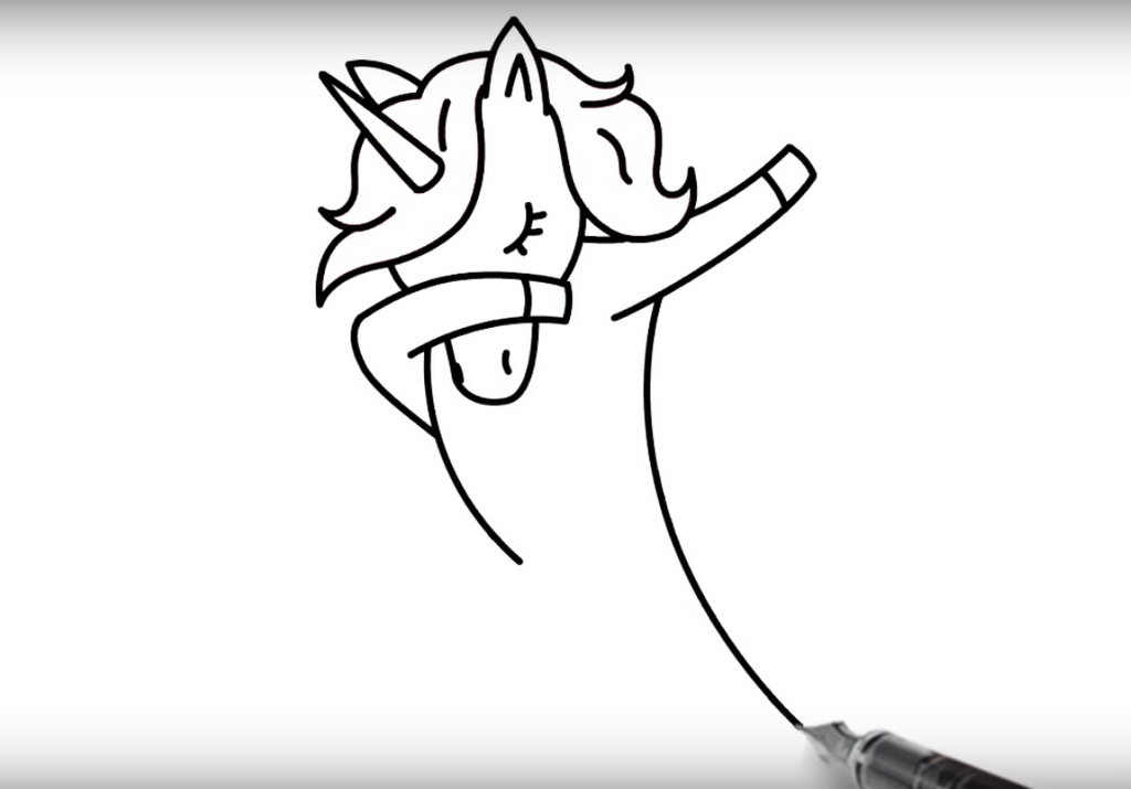 dessin facile licorne qui dab côté gauche