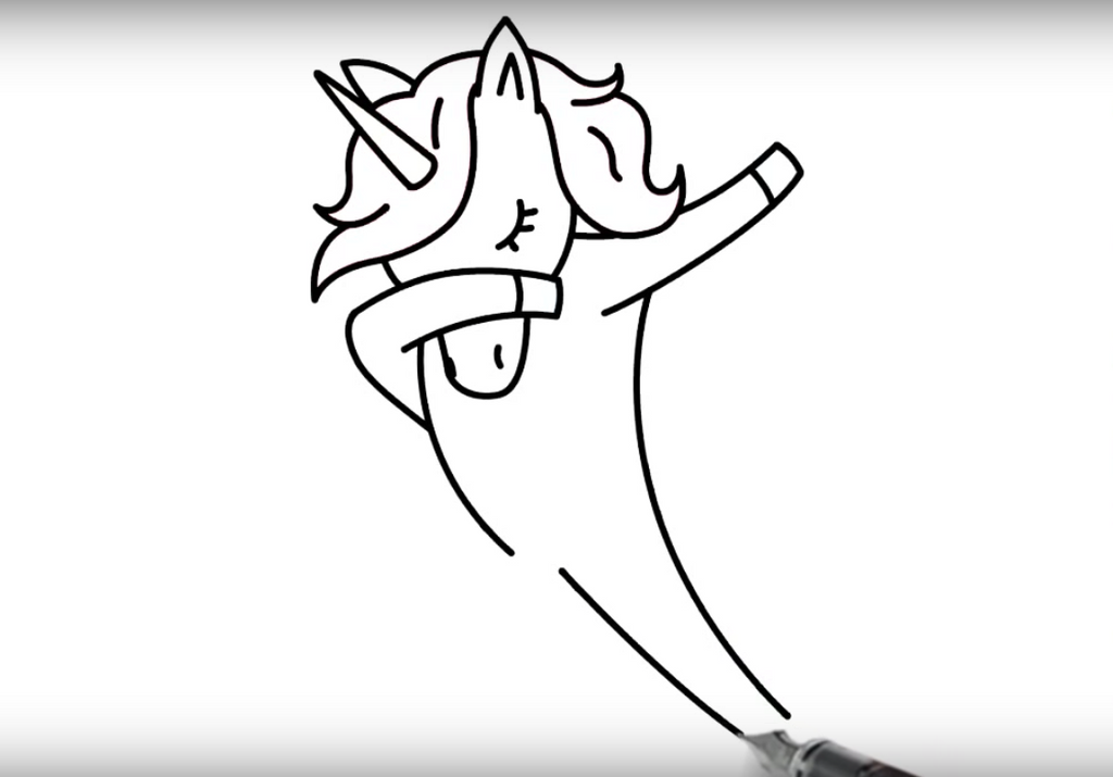 dibujo kawaii unicornio dab pierna izquierda