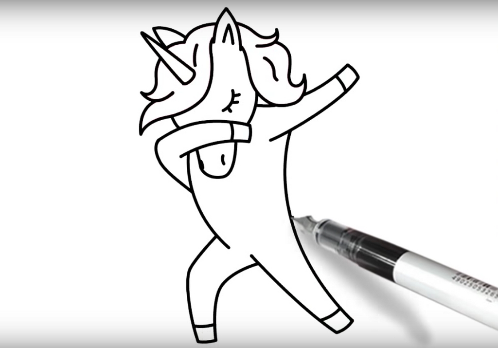 dibujo unicornio lenguado pezuña doblada pierna